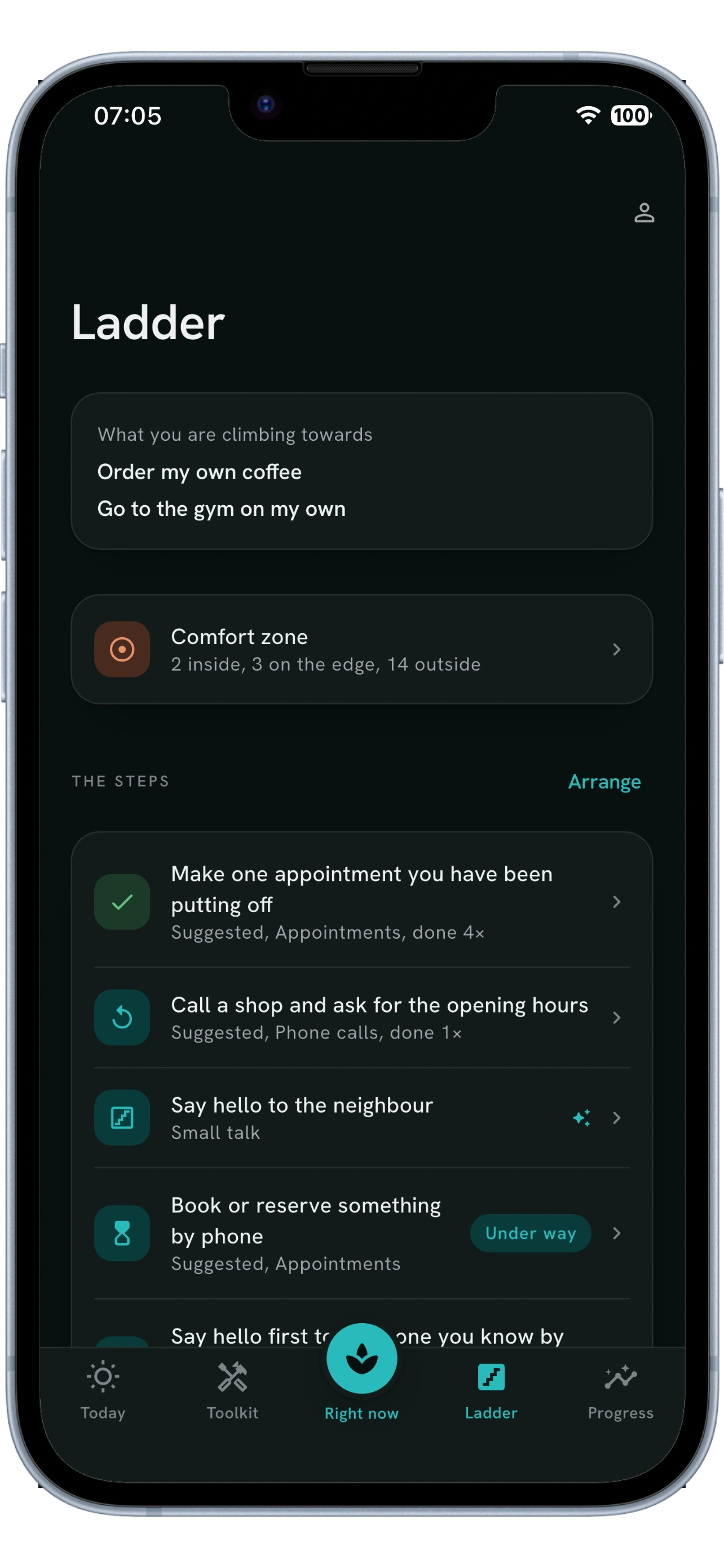Ladder of small steps screen
